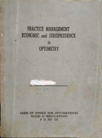 Image of Practice management economic and jurisprudence in optometry